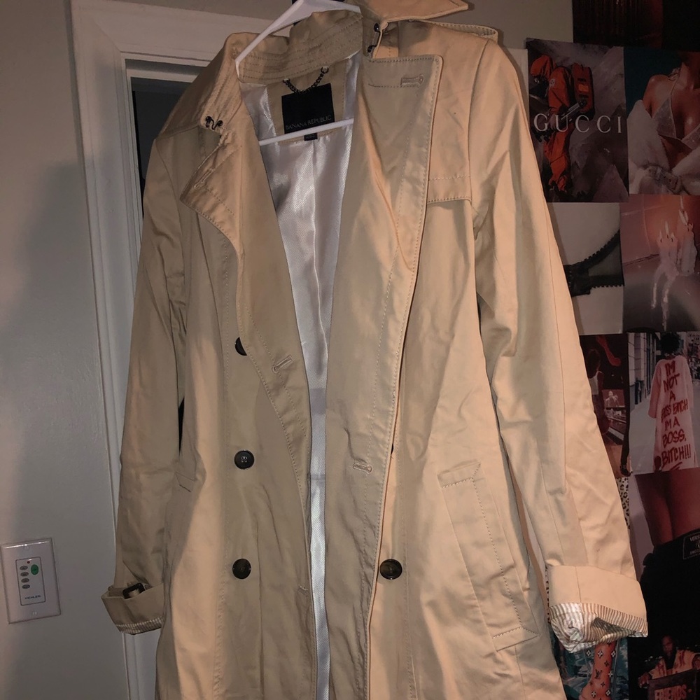 Tan Banana Republic trench coat